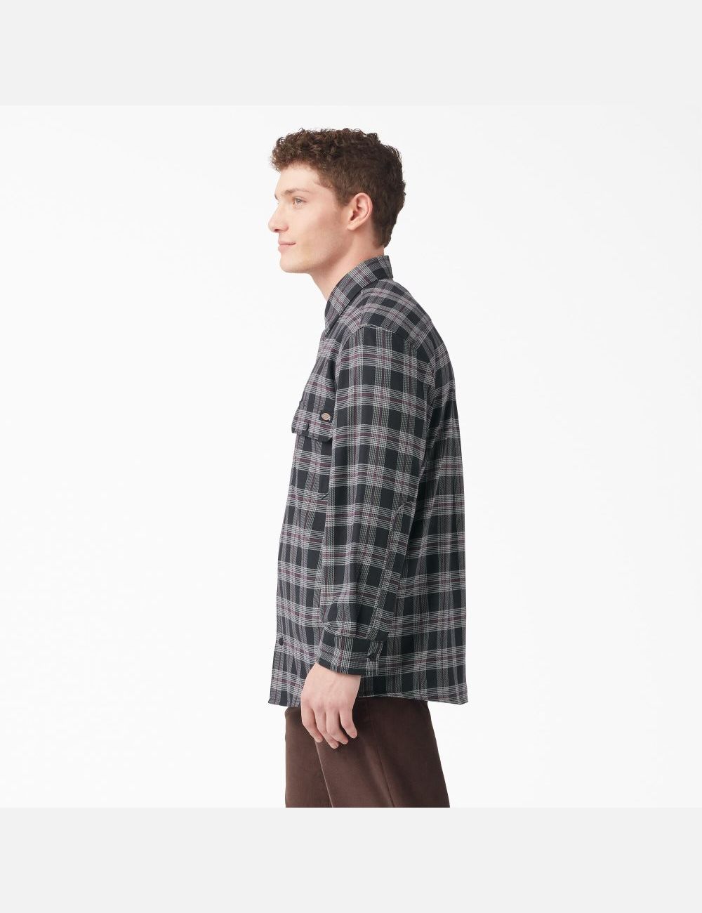 Chemises Dickies FLEX Regular Fit Flannel Bordeaux Noir | 580HKJMPV