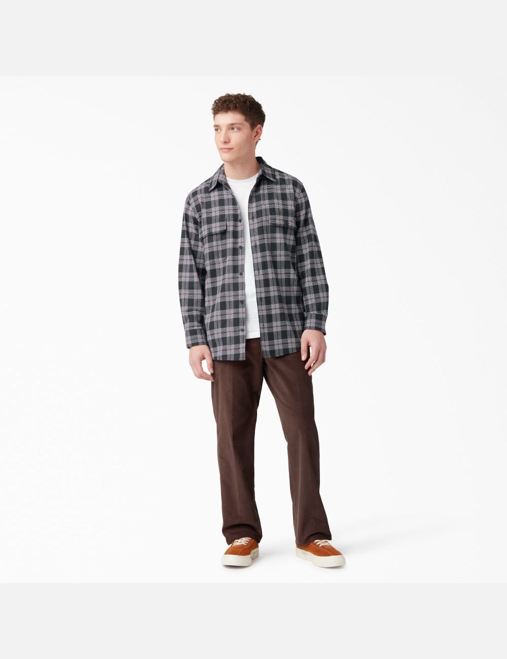 Chemises Dickies FLEX Regular Fit Flannel Bordeaux Noir | 580HKJMPV