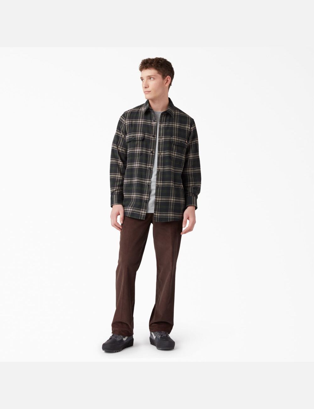 Chemises Dickies FLEX Regular Fit Flannel Vert Noir | 961EJSXUI