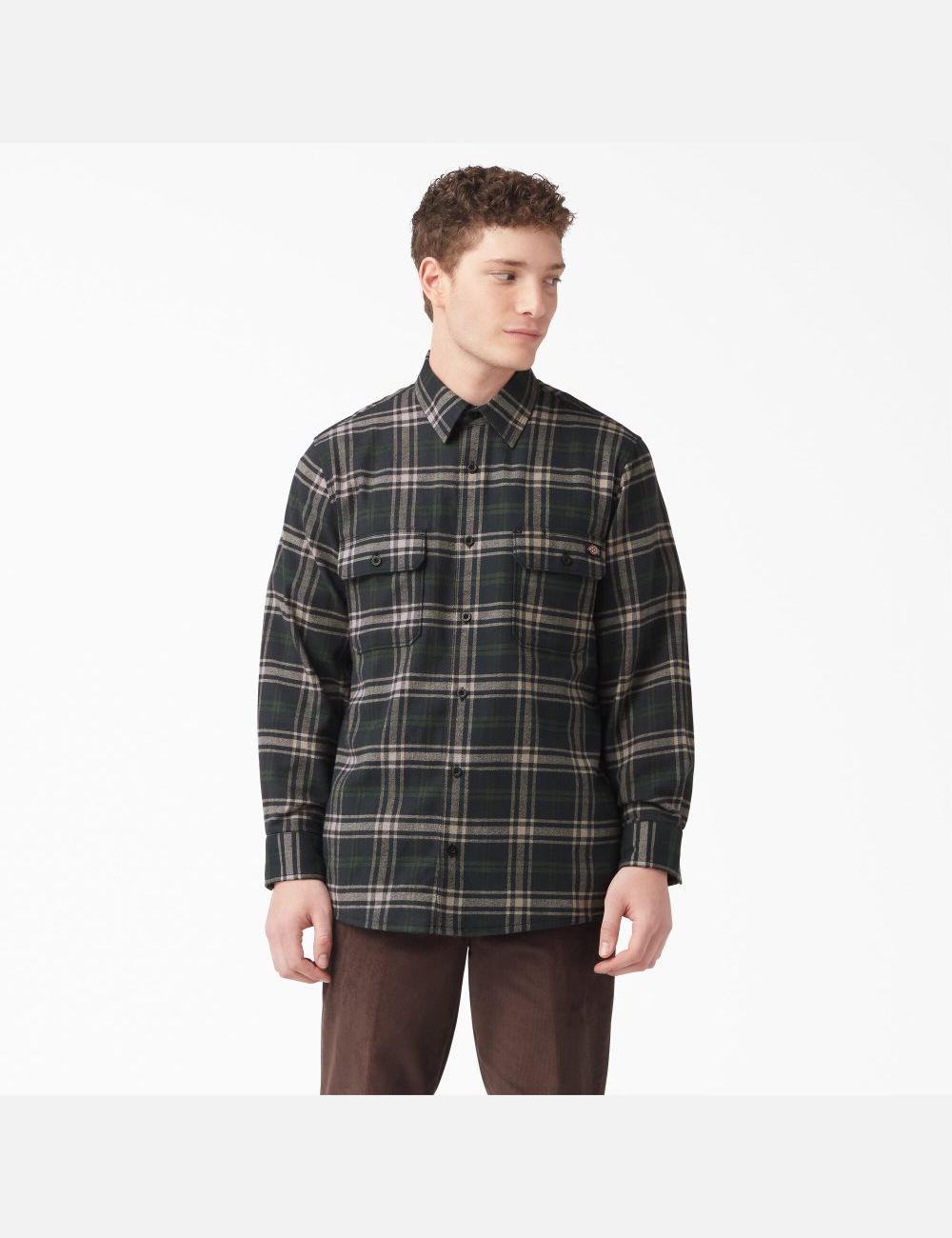 Chemises Dickies FLEX Regular Fit Flannel Vert Noir | 961EJSXUI