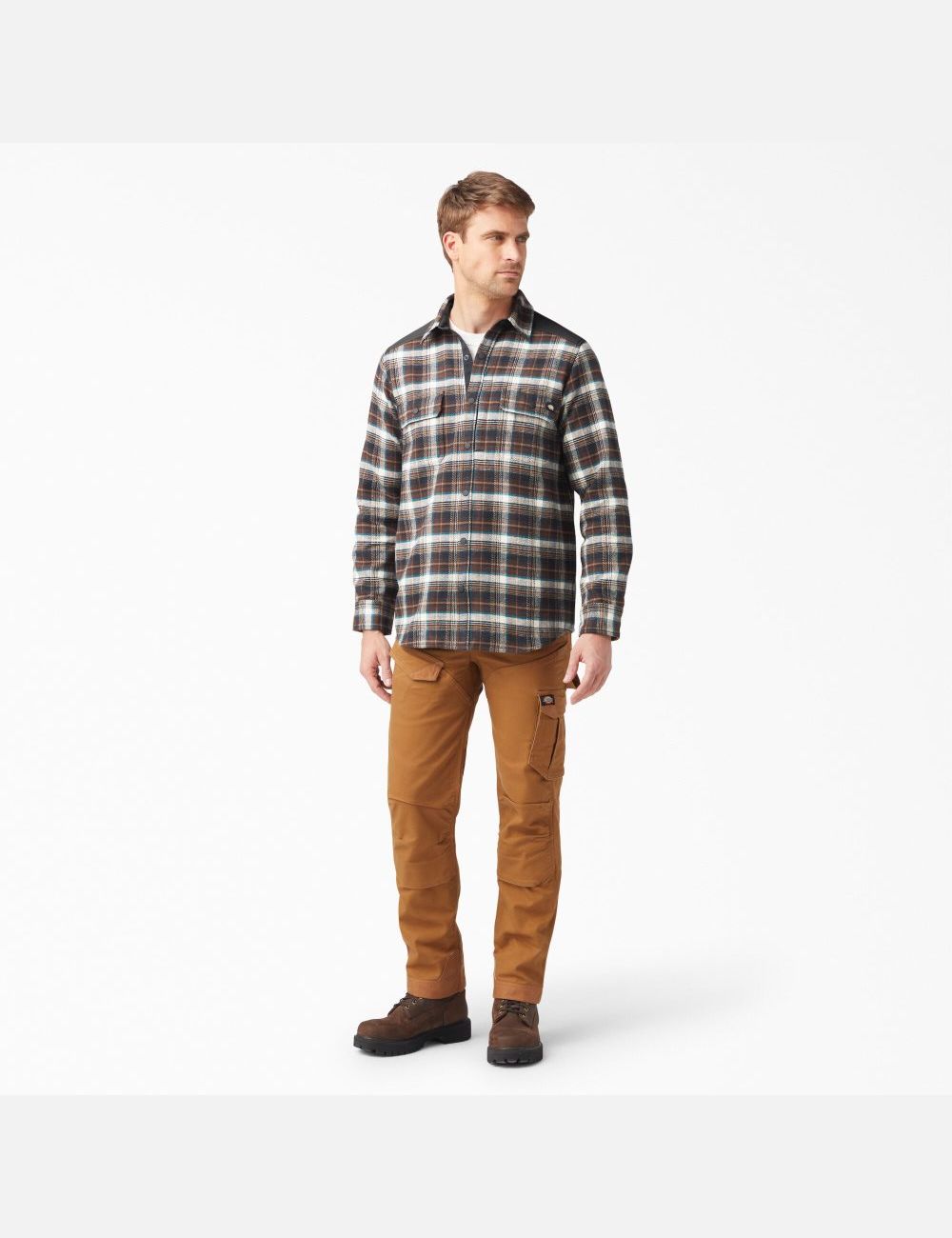 Chemises Dickies Heavyweight Brawny Flannel Chocolat Marron | 037WUSFNO