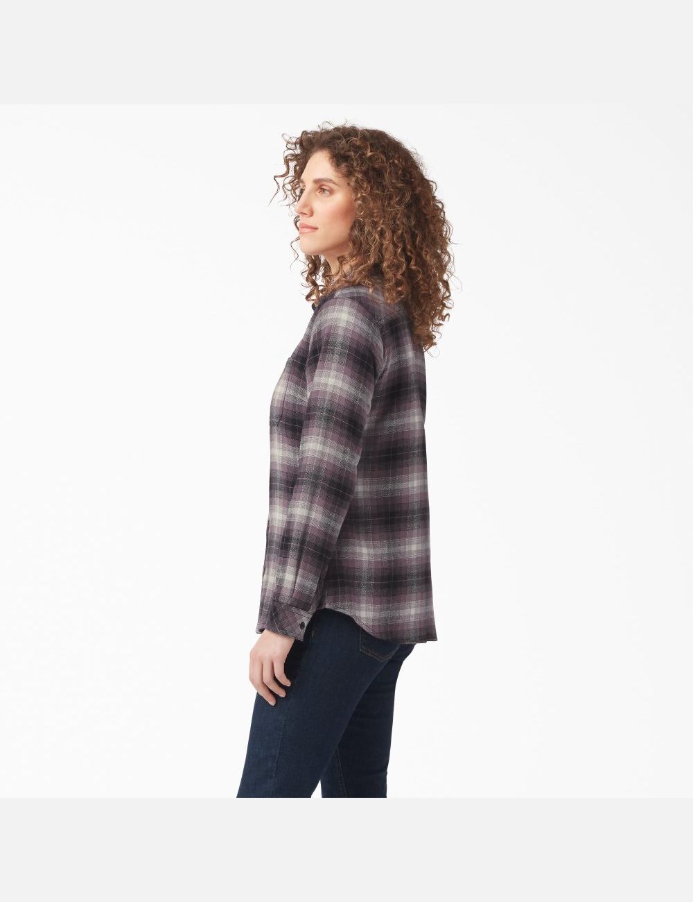 Chemises Dickies Plaid Flannel Long Sleeve Violette | 418HPKCWZ