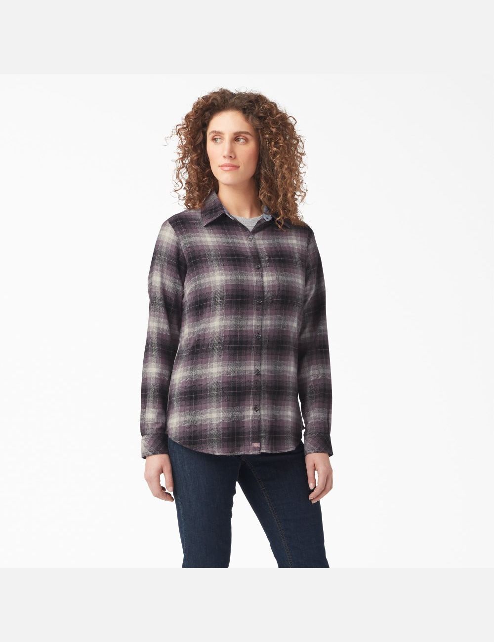 Chemises Dickies Plaid Flannel Long Sleeve Violette | 418HPKCWZ