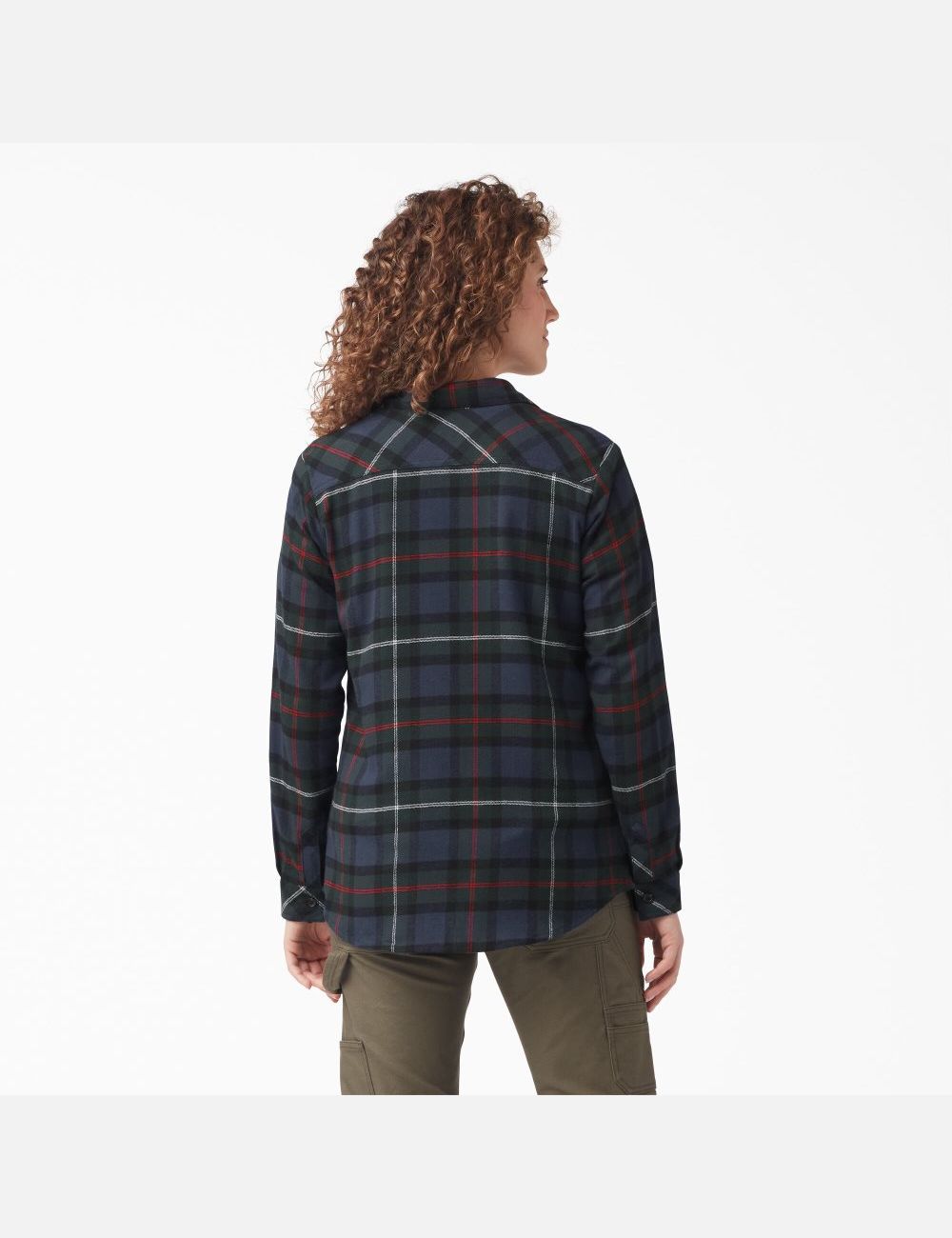 Chemises Dickies Plaid Flannel Long Sleeve Bleu Marine | 574OAXNJI