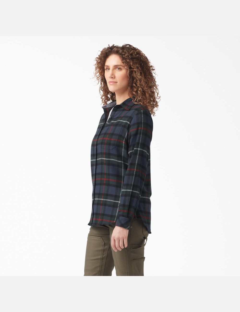 Chemises Dickies Plaid Flannel Long Sleeve Bleu Marine | 574OAXNJI