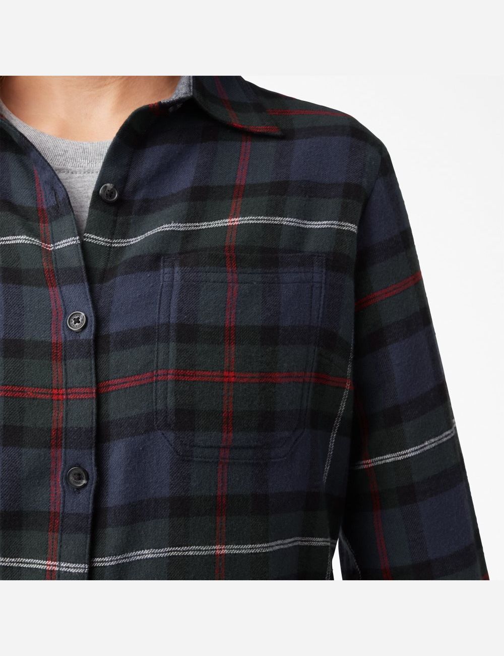 Chemises Dickies Plaid Flannel Long Sleeve Bleu Marine | 574OAXNJI