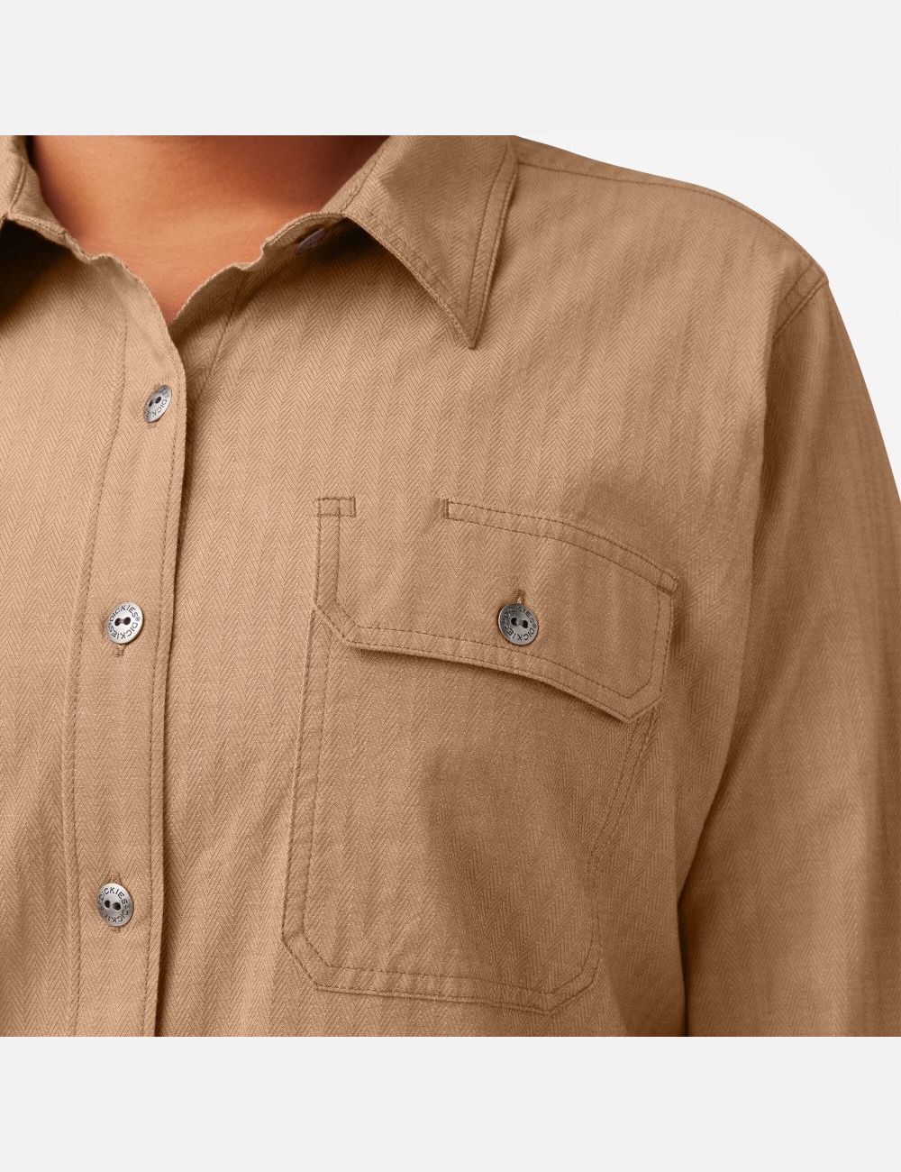 Chemises Dickies Plus Long Sleeve Roll-Tab Travail Marron | 497KGZNJI