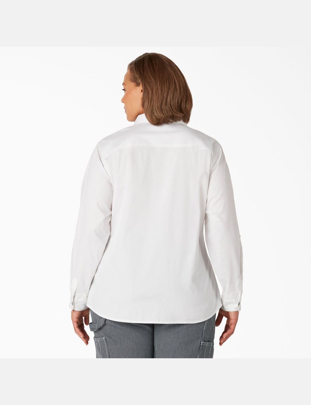 Chemises Dickies Plus Long Sleeve Roll-Tab Travail Blanche | 815CGKAIY