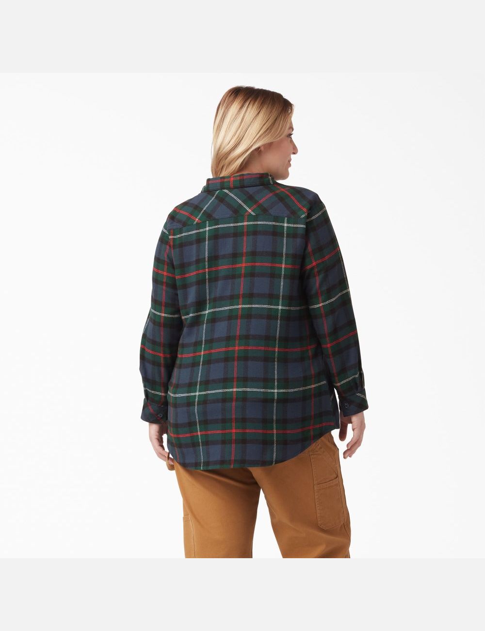 Chemises Dickies Plus Size Long Sleeve Plaid Flannel Bleu Marine | 043LJNQFG