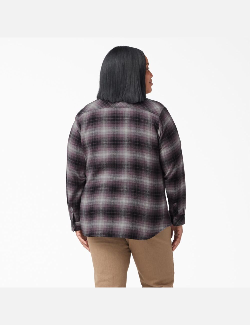 Chemises Dickies Plus Size Long Sleeve Plaid Flannel Violette | 675CZGWYU