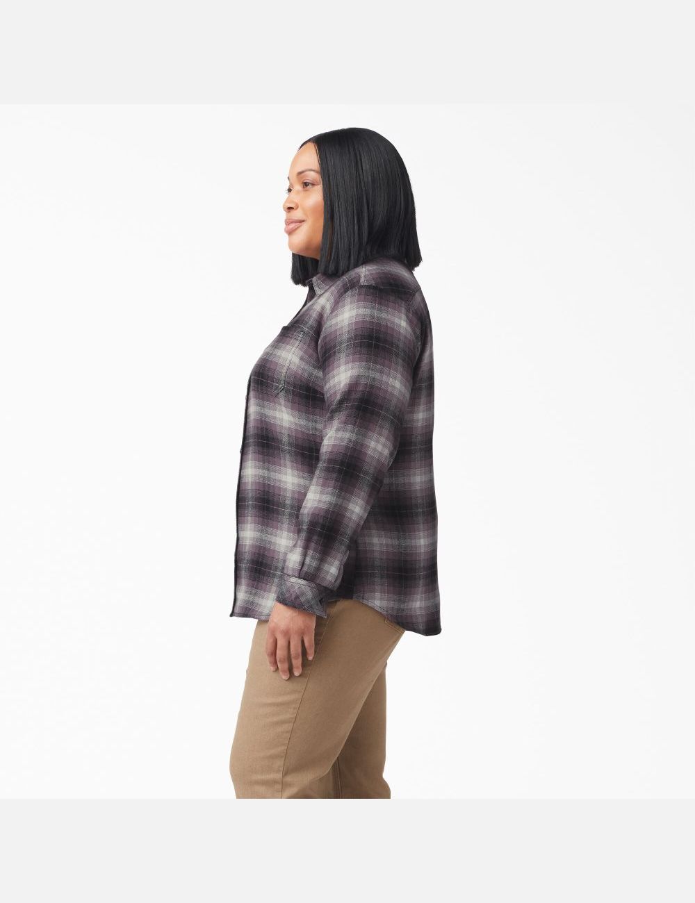 Chemises Dickies Plus Size Long Sleeve Plaid Flannel Violette | 675CZGWYU