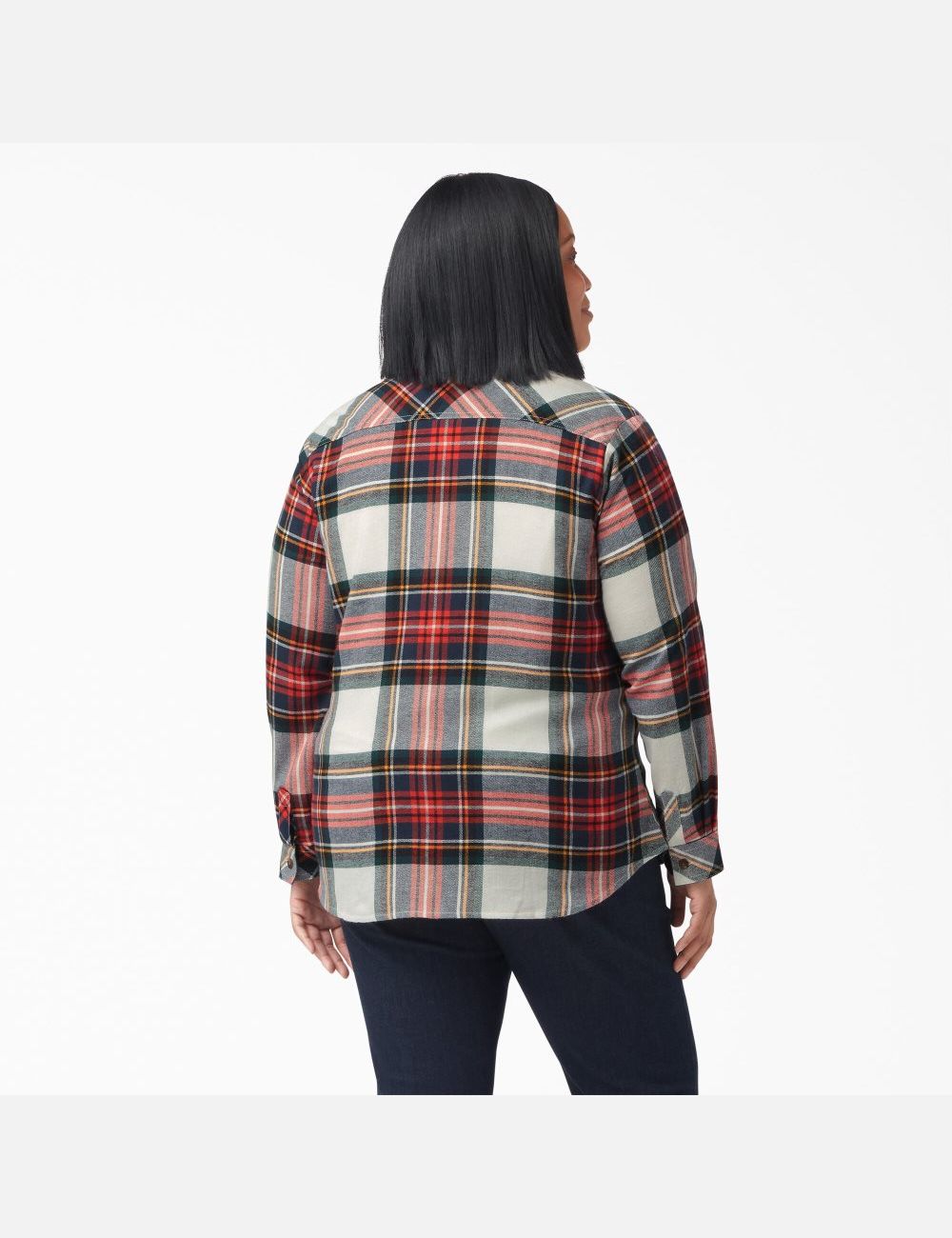 Chemises Dickies Plus Size Long Sleeve Plaid Flannel Orange | 694UQLBIR