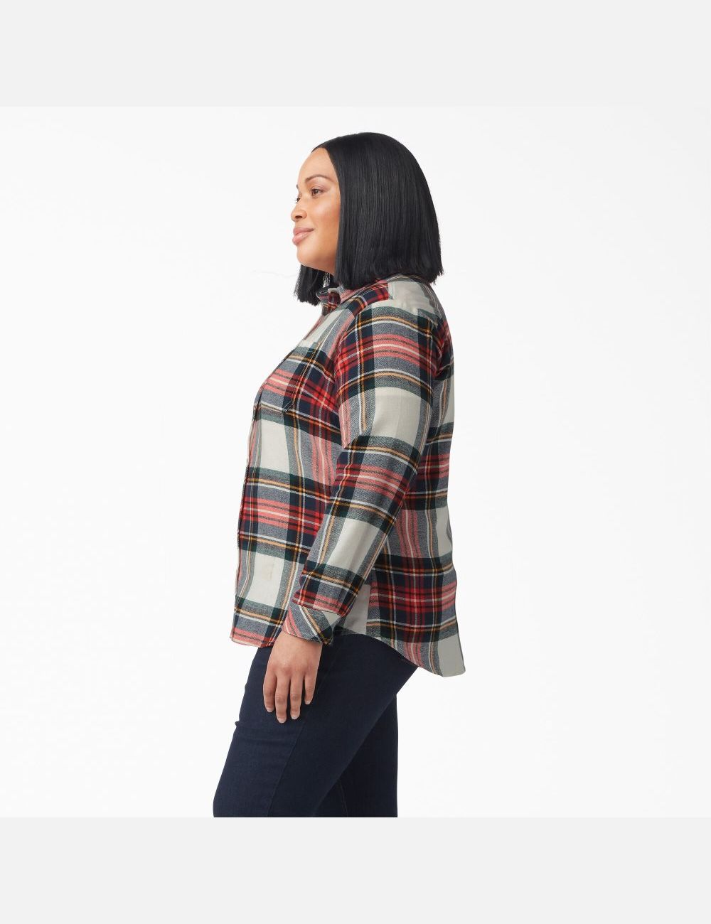 Chemises Dickies Plus Size Long Sleeve Plaid Flannel Orange | 694UQLBIR