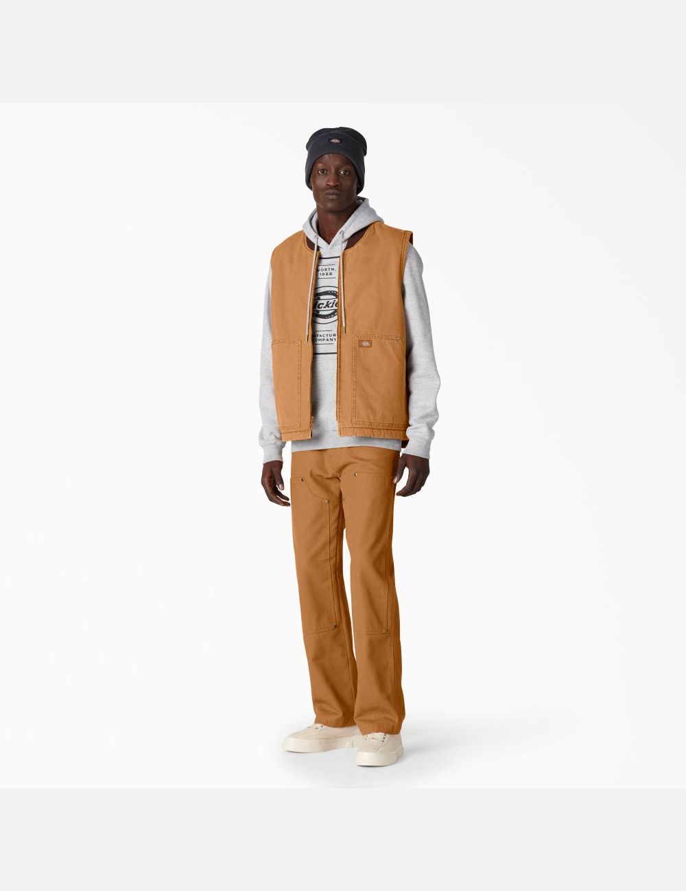 Gilet Dickies Stonewashed Duck High Pile Fleece Doublée Marron | 871QNZDEV