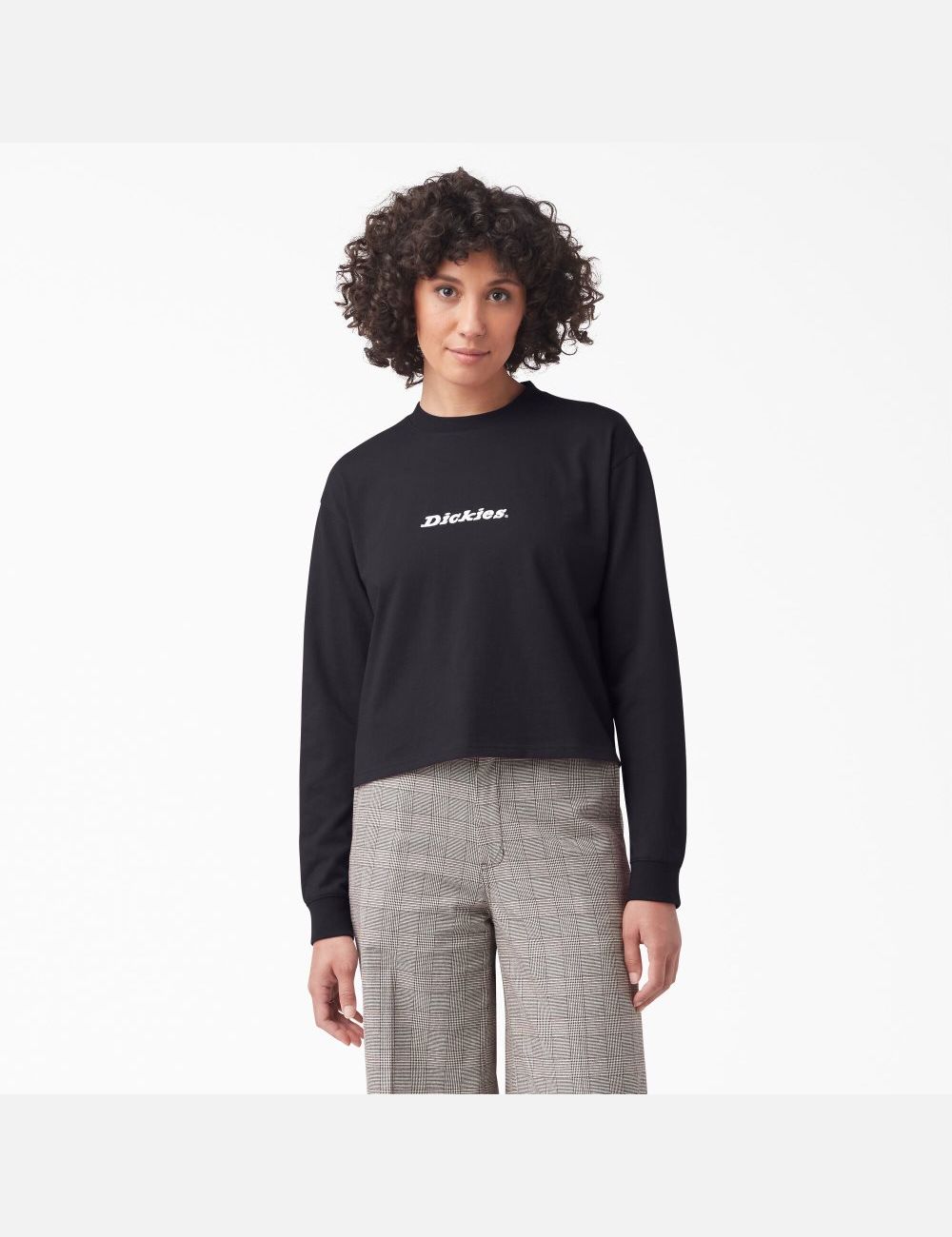 Hauts Courts Dickies Long Sleeve Script Logo Noir | 147OVFQJB