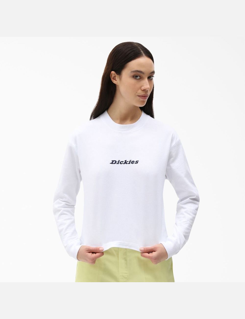 Hauts Courts Dickies Long Sleeve Script Logo Blanche | 719TAUDSW