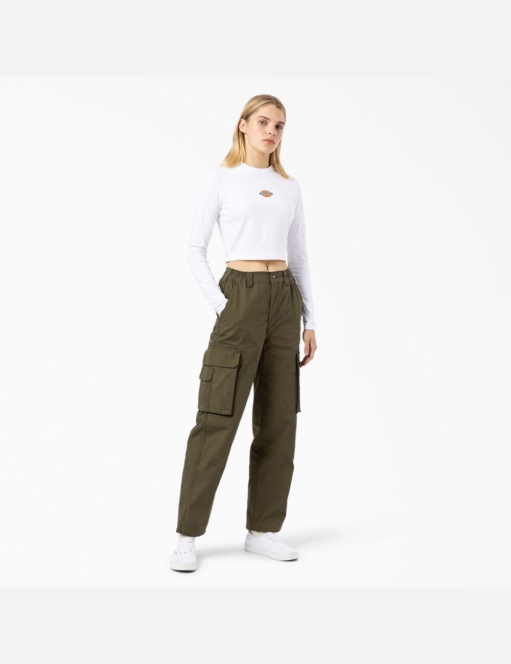 Hauts Courts Dickies Maple Valley Long Sleeve Blanche | 815PZFKNY