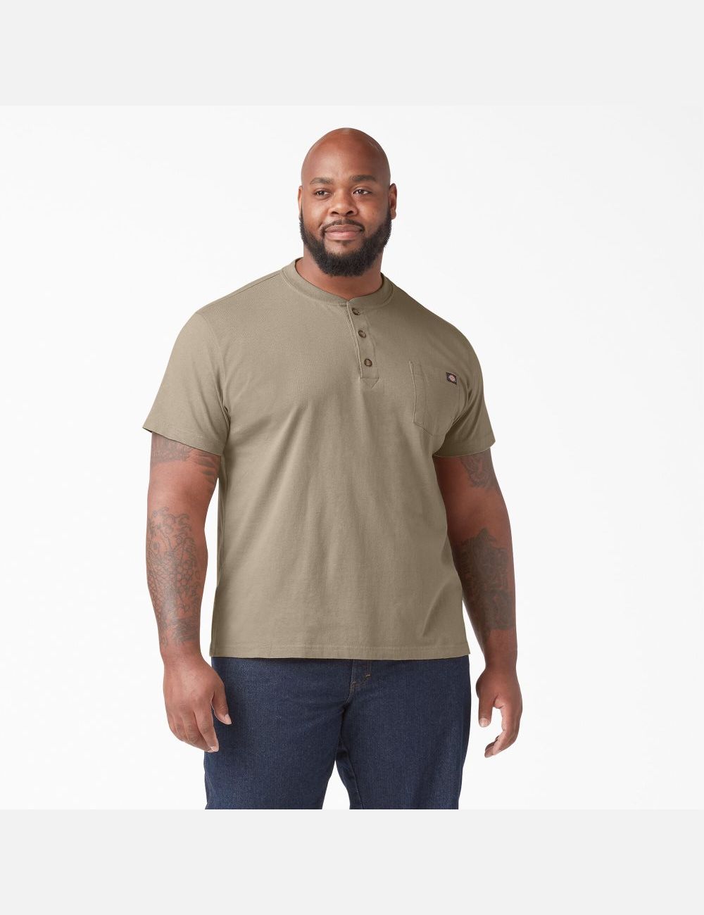 Hauts Dickies Corta Sleeve Heavyweight Henley Marron | 146IZRBKG