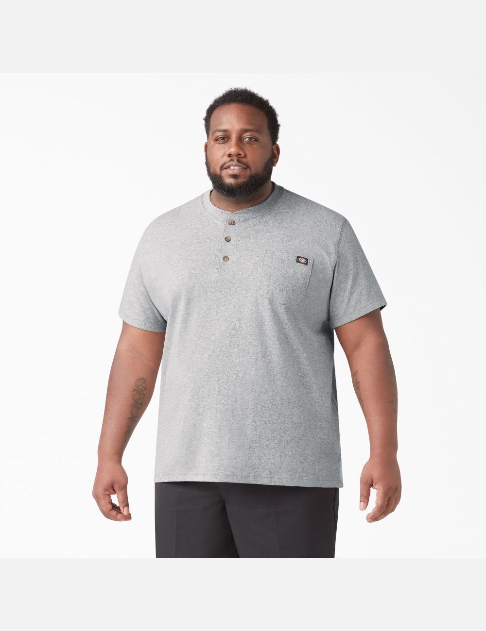 Hauts Dickies Corta Sleeve Heavyweight Henley Grise | 314HXPKVC