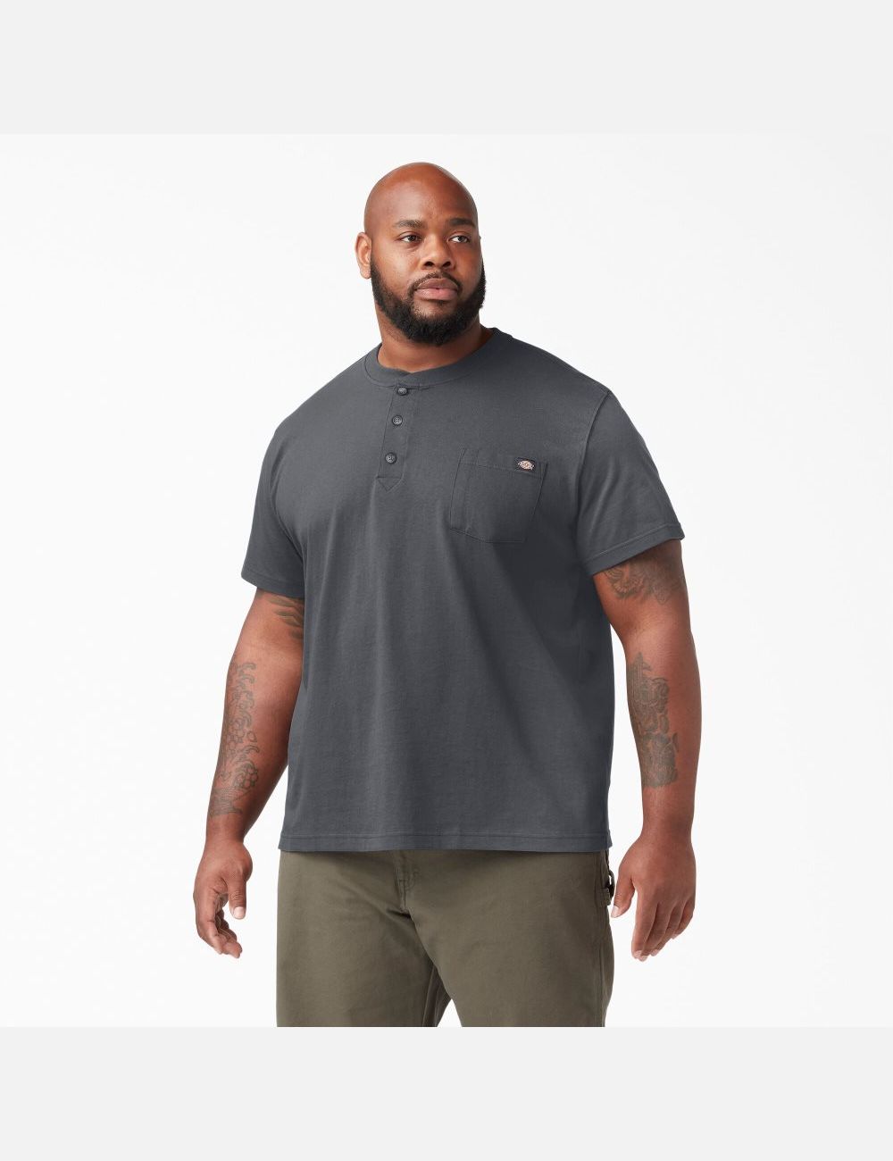 Hauts Dickies Corta Sleeve Heavyweight Henley Grise | 875ODQCFS