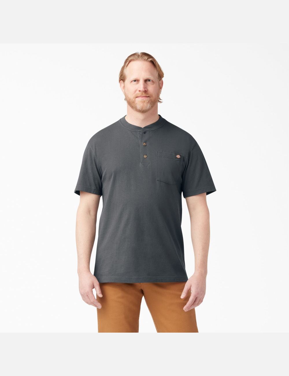 Hauts Dickies Corta Sleeve Heavyweight Henley Grise | 875ODQCFS