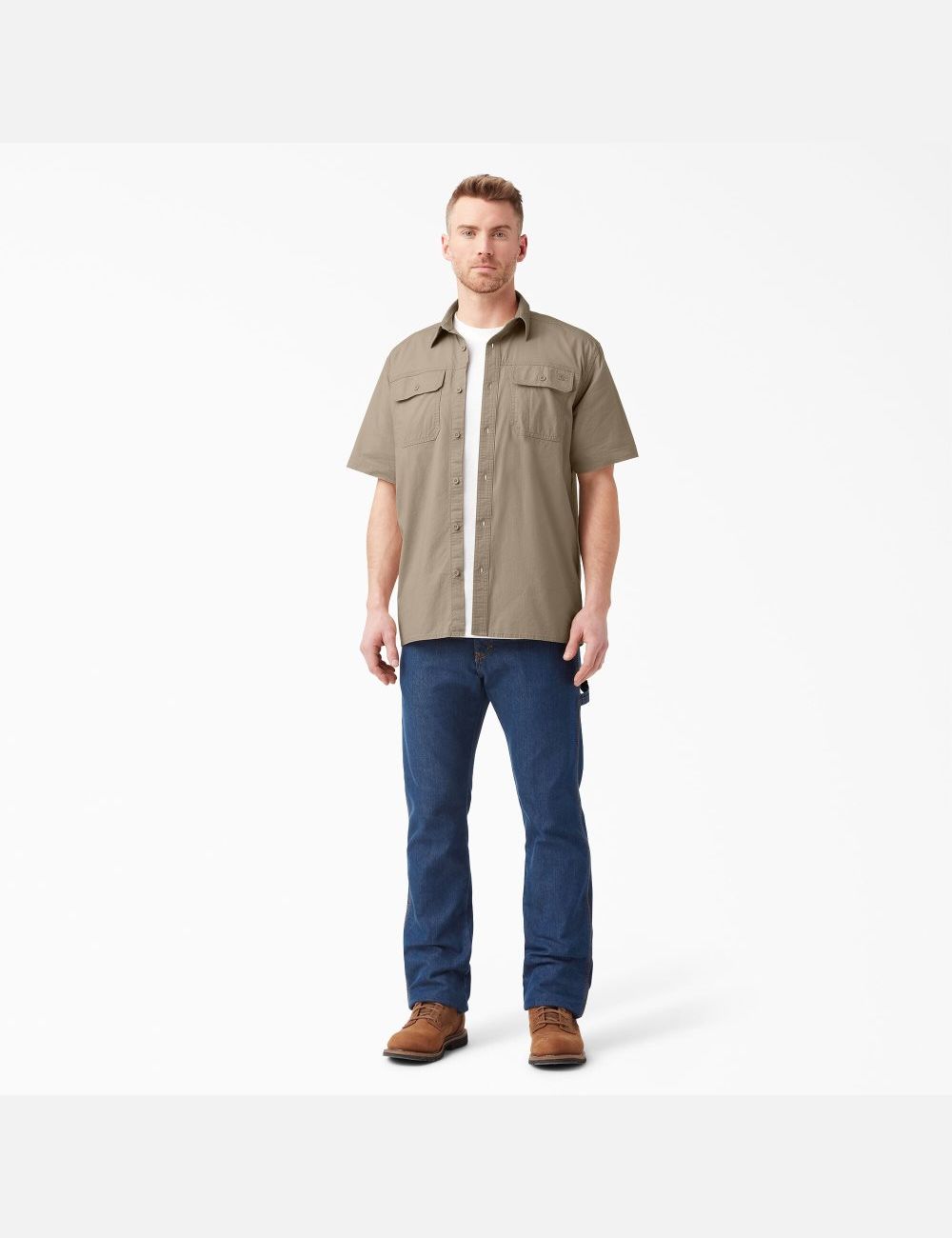 Hauts Dickies Corta Sleeve Ripstop Marron | 496ULXKOP