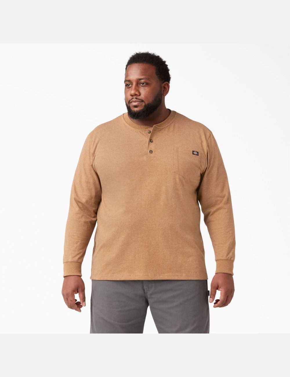 Hauts Dickies Heathered Heavyweight Henley T-Shirt Marron | 890CSEPOD