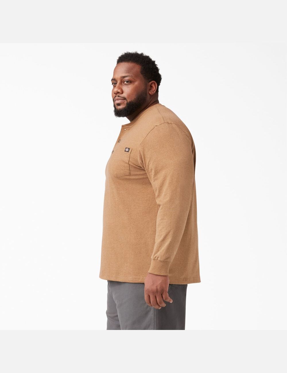 Hauts Dickies Heathered Heavyweight Henley T-Shirt Marron | 890CSEPOD