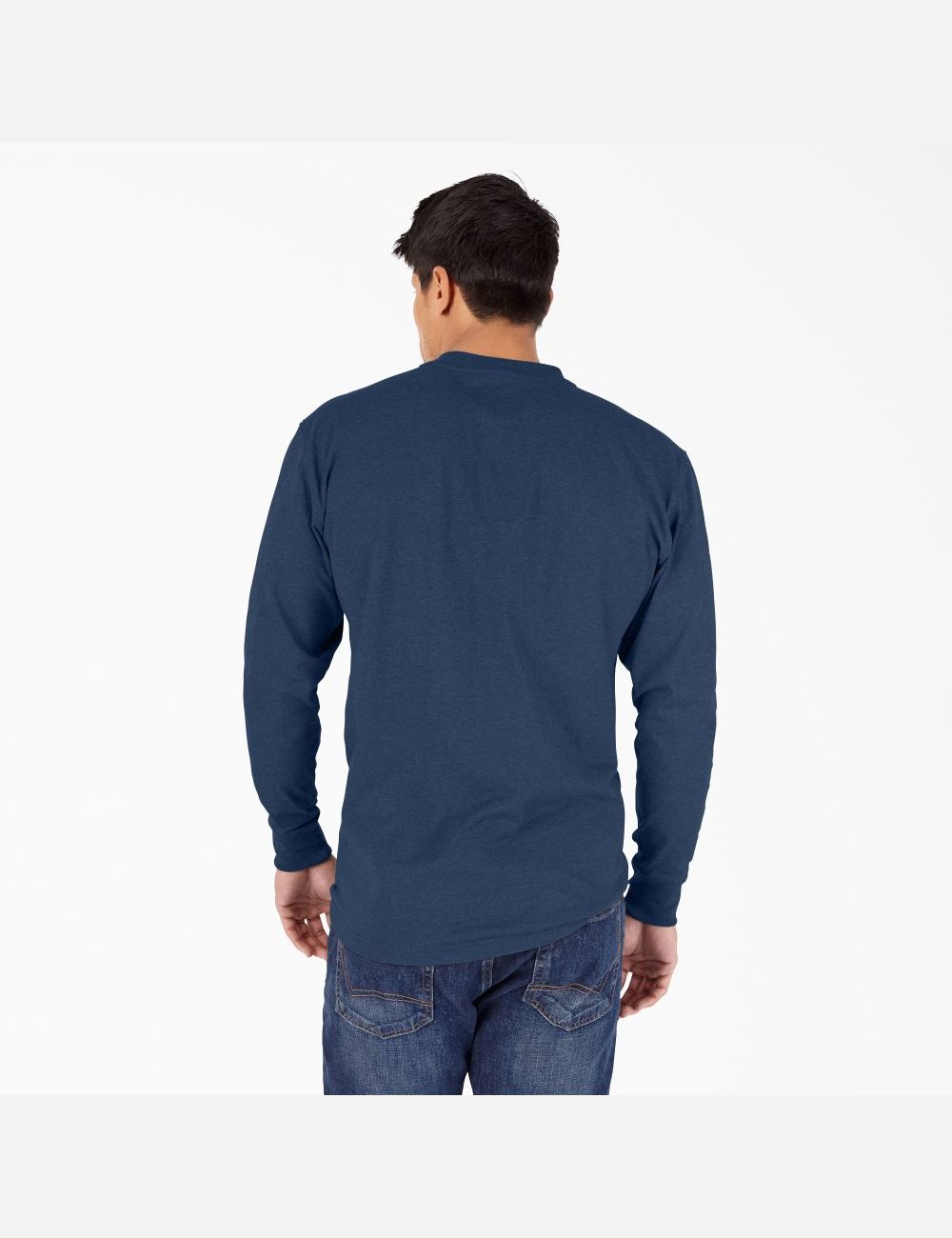 Hauts Dickies Heathered Heavyweight Henley T-Shirt Bleu Marine | 950PRJTYE