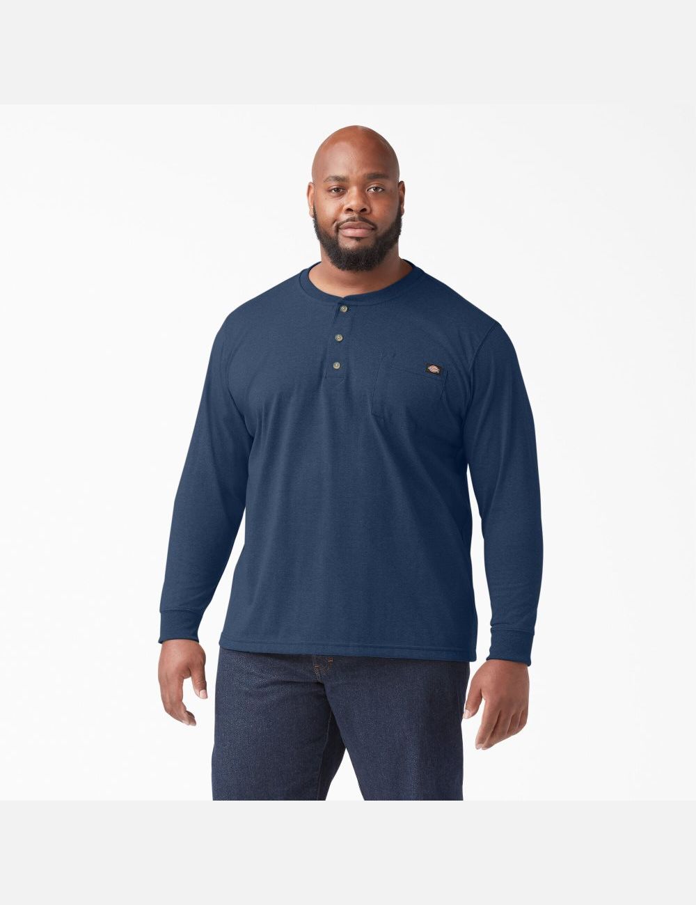 Hauts Dickies Heathered Heavyweight Henley T-Shirt Bleu Marine | 950PRJTYE