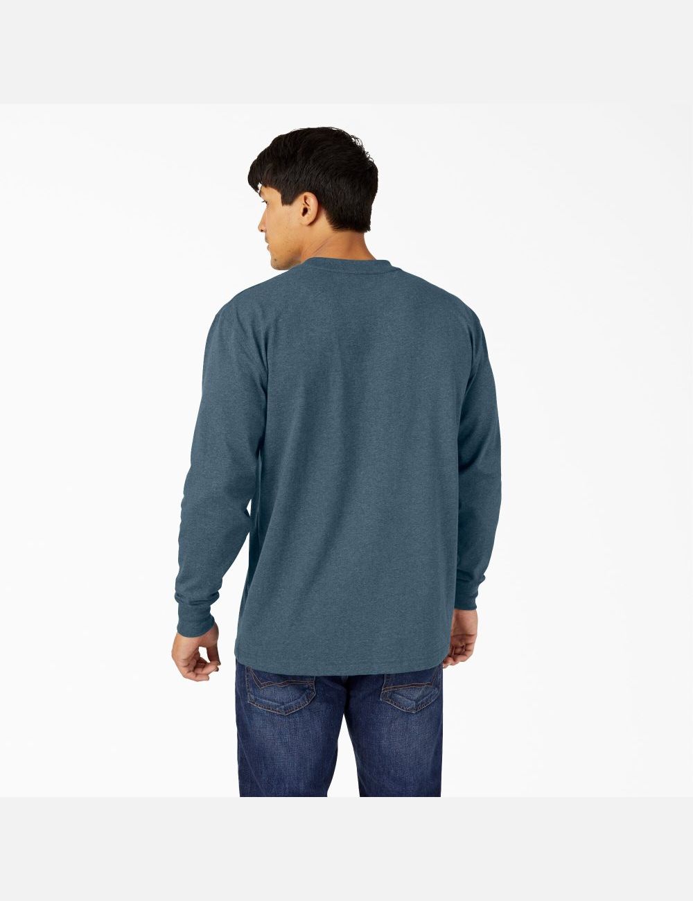 Hauts Dickies Long Sleeve Heathered Heavyweight Crew Neck Bleu | 714FUDRVL