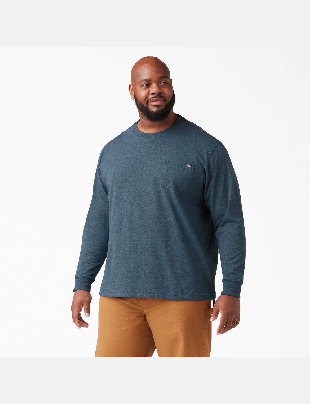 Hauts Dickies Long Sleeve Heathered Heavyweight Crew Neck Bleu | 714FUDRVL