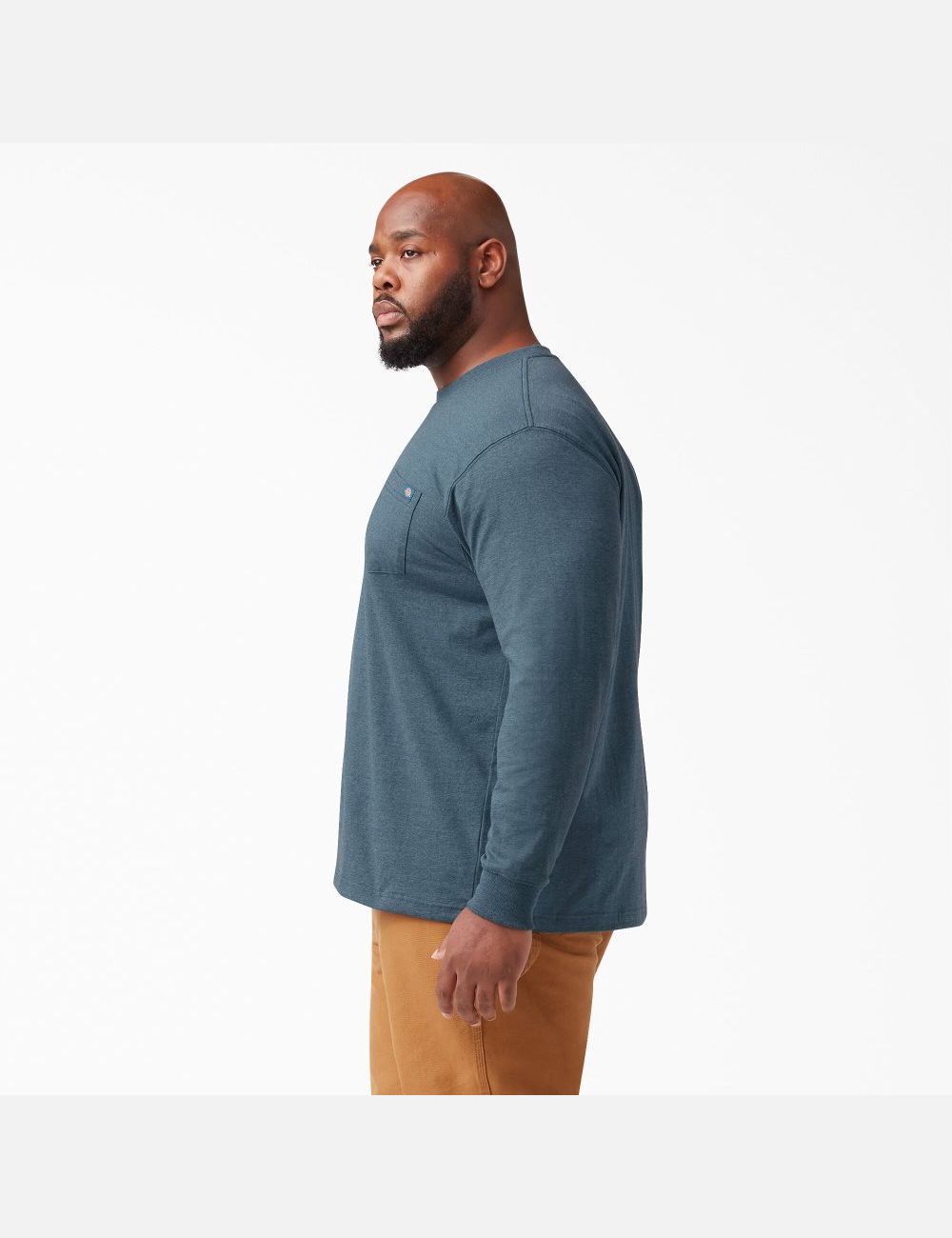 Hauts Dickies Long Sleeve Heathered Heavyweight Crew Neck Bleu | 714FUDRVL