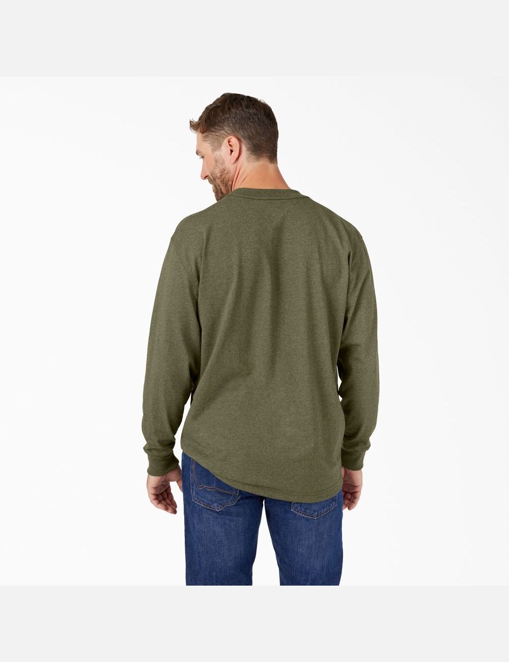 Hauts Dickies Long Sleeve Heathered Heavyweight Crew Neck Vert | 812DZTMIU