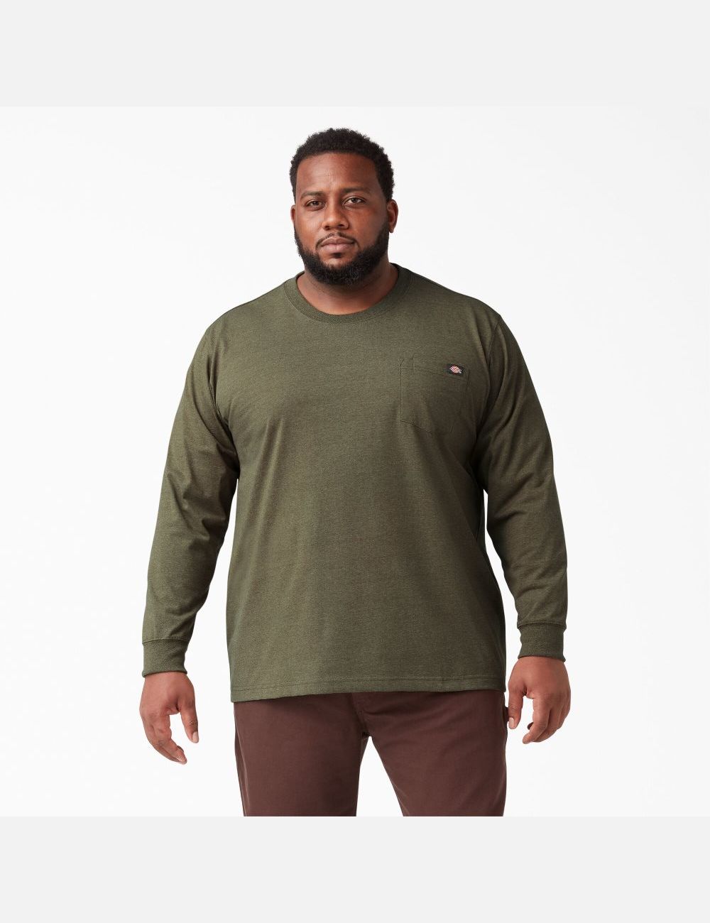 Hauts Dickies Long Sleeve Heathered Heavyweight Crew Neck Vert | 812DZTMIU