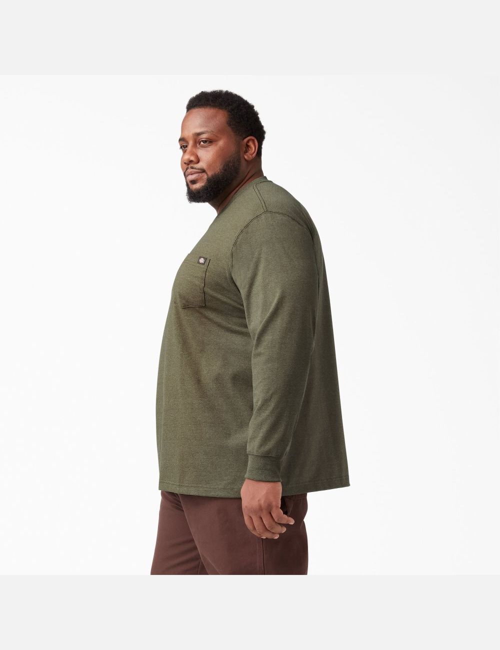 Hauts Dickies Long Sleeve Heathered Heavyweight Crew Neck Vert | 812DZTMIU