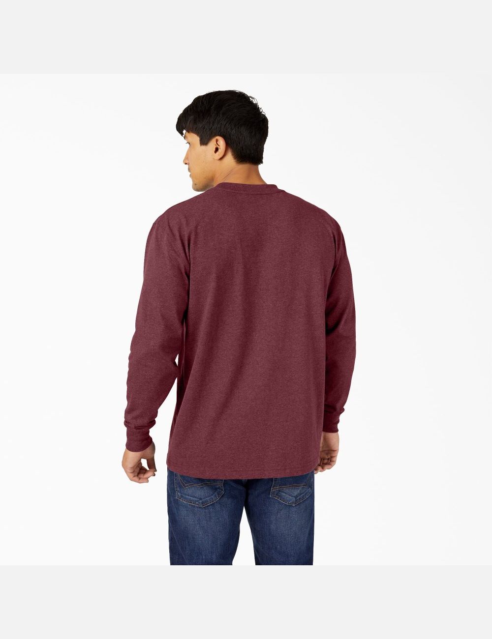 Hauts Dickies Long Sleeve Heathered Heavyweight Crew Neck Bordeaux | 854CNMFLT