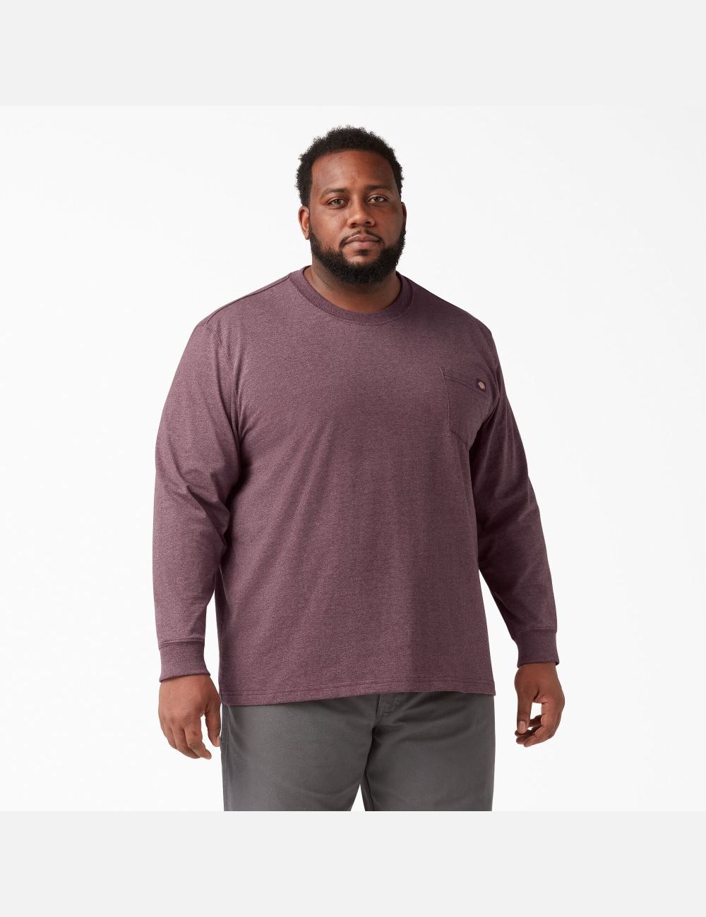 Hauts Dickies Long Sleeve Heathered Heavyweight Crew Neck Bordeaux | 854CNMFLT