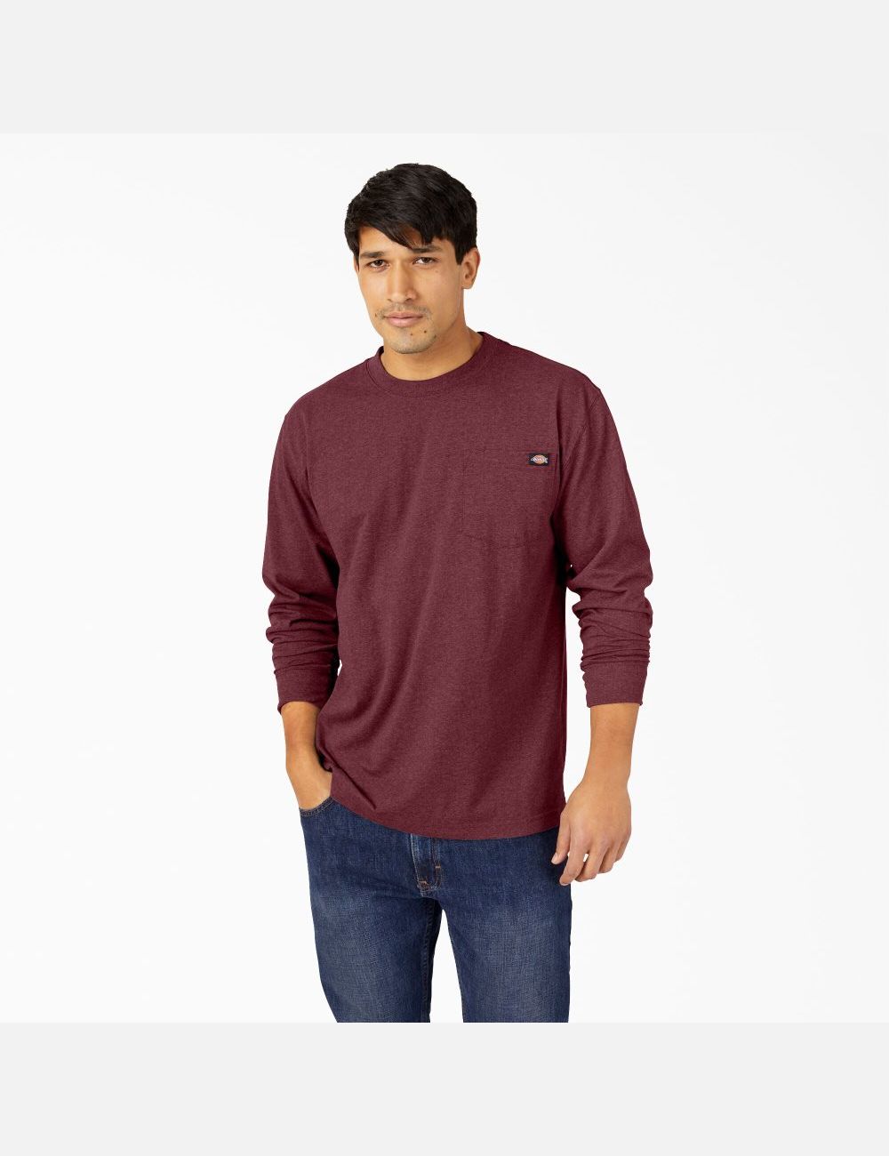 Hauts Dickies Long Sleeve Heathered Heavyweight Crew Neck Bordeaux | 854CNMFLT