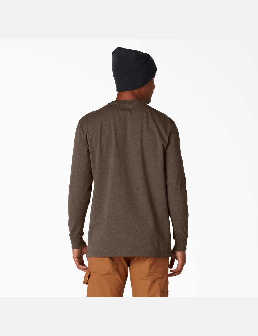 Hauts Dickies Long Sleeve Heathered Heavyweight Crew Neck Chocolat | 917JSYFVZ