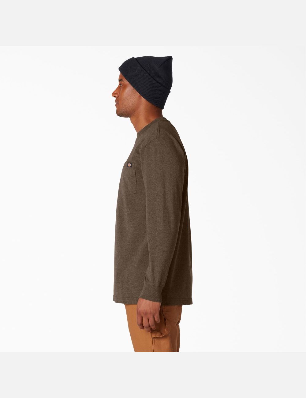 Hauts Dickies Long Sleeve Heathered Heavyweight Crew Neck Chocolat | 917JSYFVZ