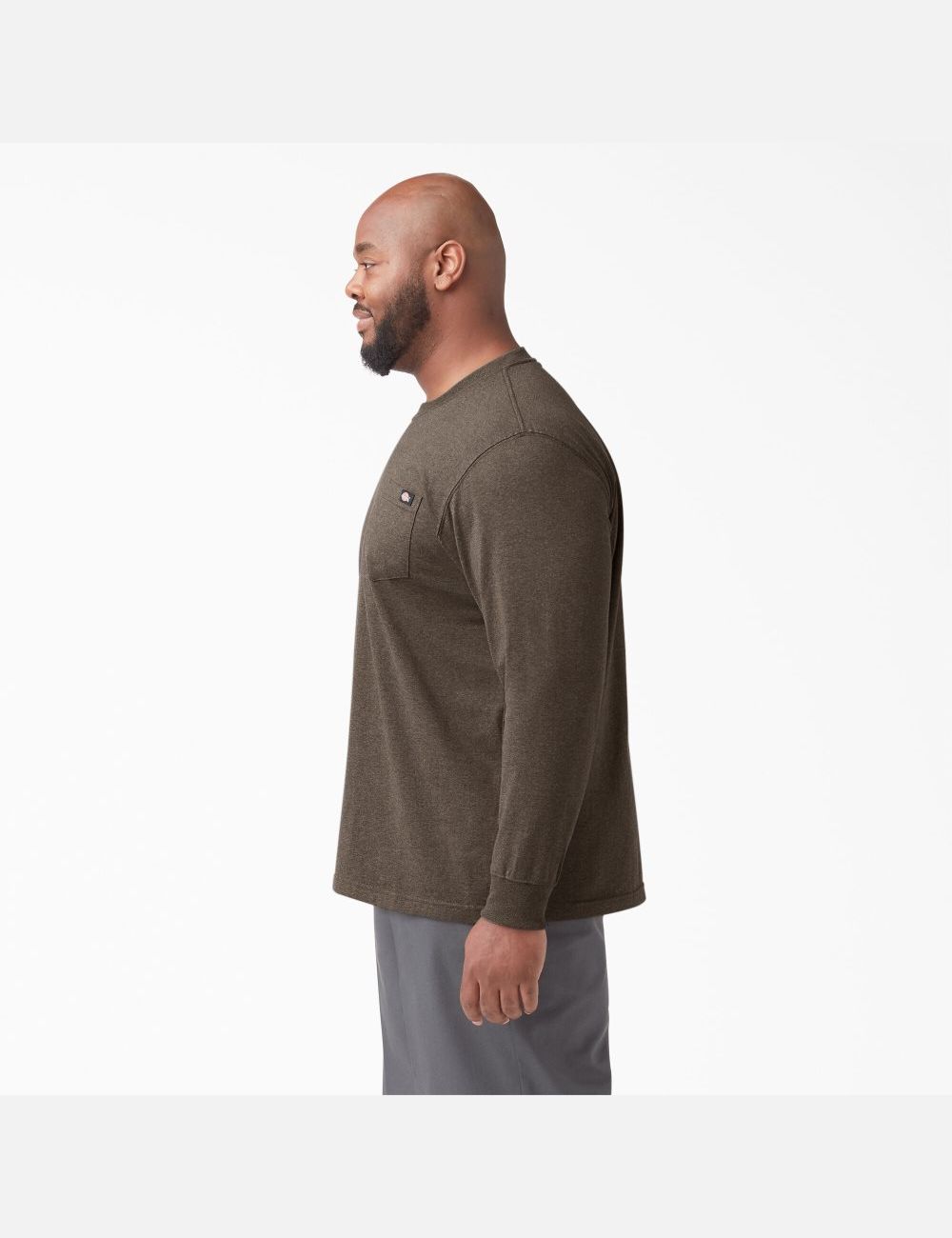 Hauts Dickies Long Sleeve Heathered Heavyweight Crew Neck Chocolat | 917JSYFVZ