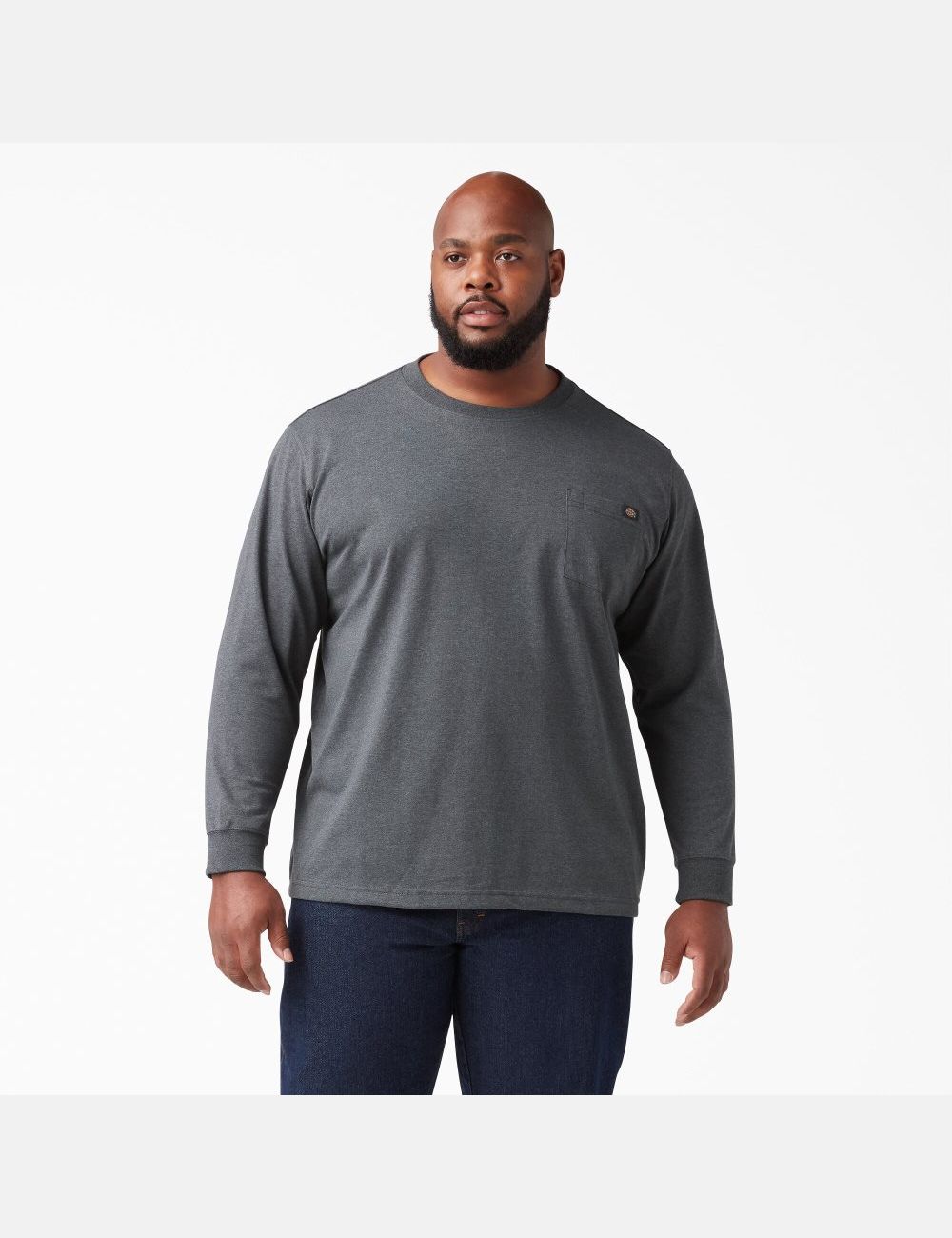 Hauts Dickies Long Sleeve Heathered Heavyweight Crew Neck Grise | 972KALOQZ