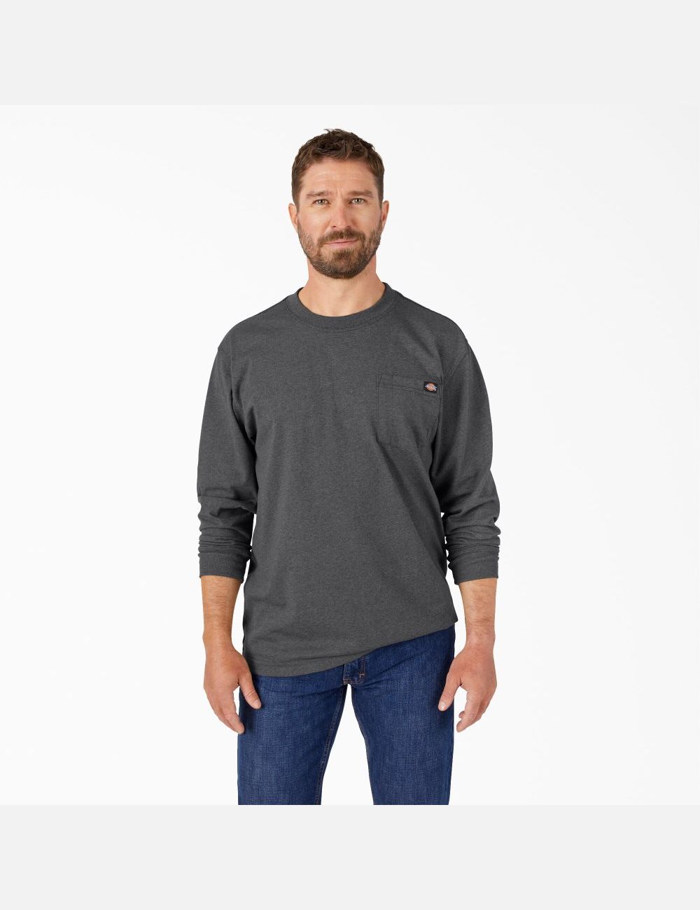 Hauts Dickies Long Sleeve Heathered Heavyweight Crew Neck Grise | 972KALOQZ