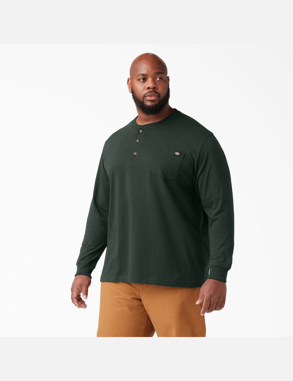 Hauts Dickies Long Sleeve Heavyweight Henley Vert | 015DQHZVI