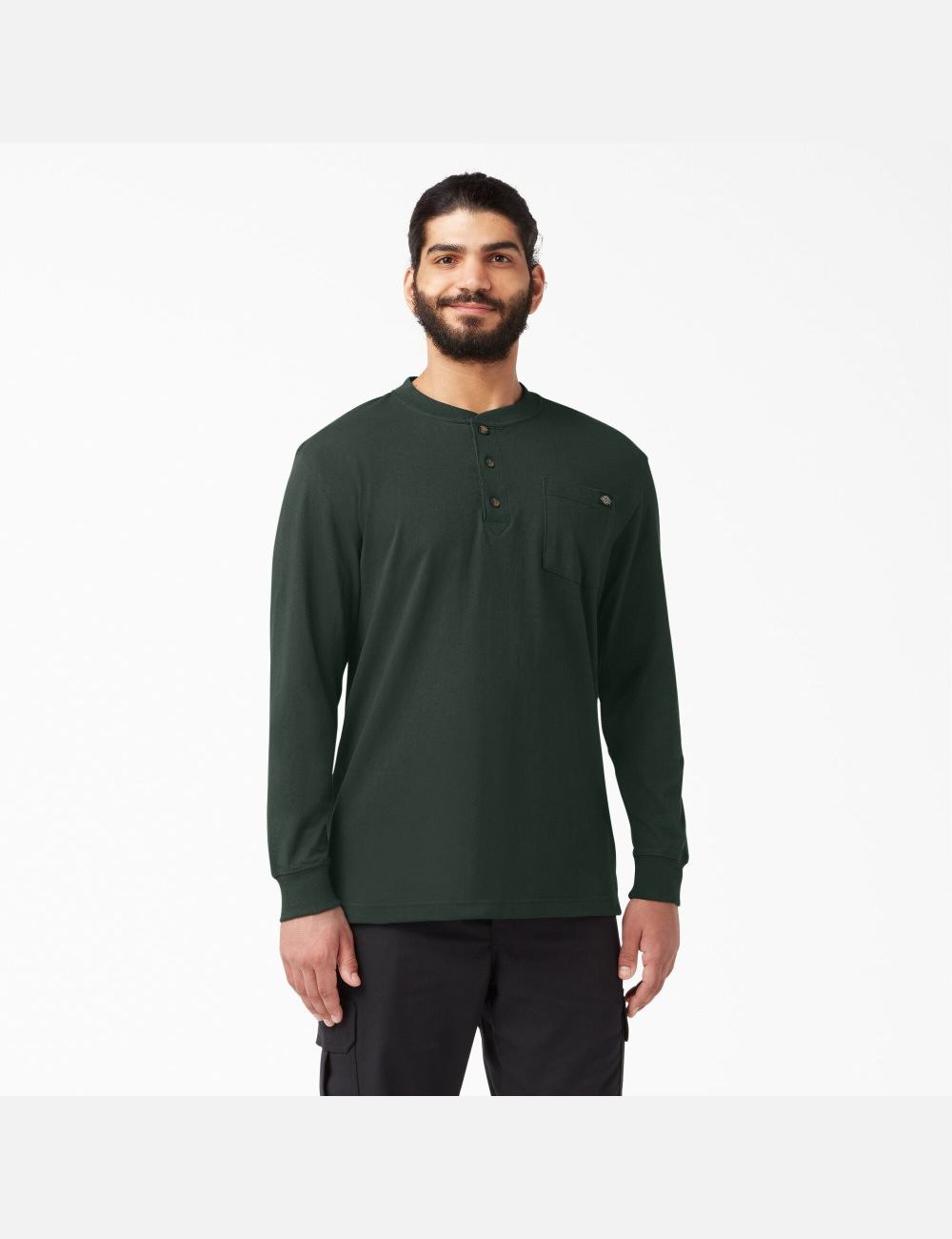 Hauts Dickies Long Sleeve Heavyweight Henley Vert | 015DQHZVI