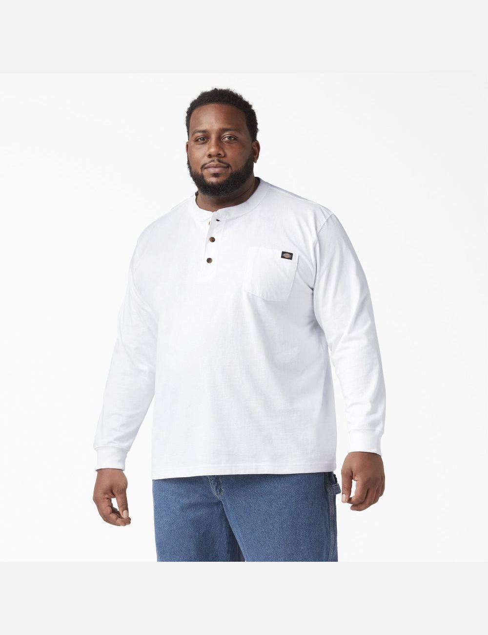 Hauts Dickies Long Sleeve Heavyweight Henley Blanche | 029HDFPTJ