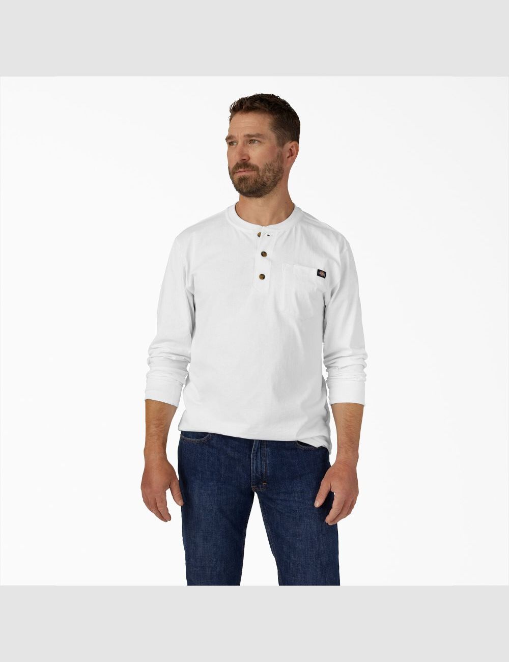 Hauts Dickies Long Sleeve Heavyweight Henley Blanche | 029HDFPTJ