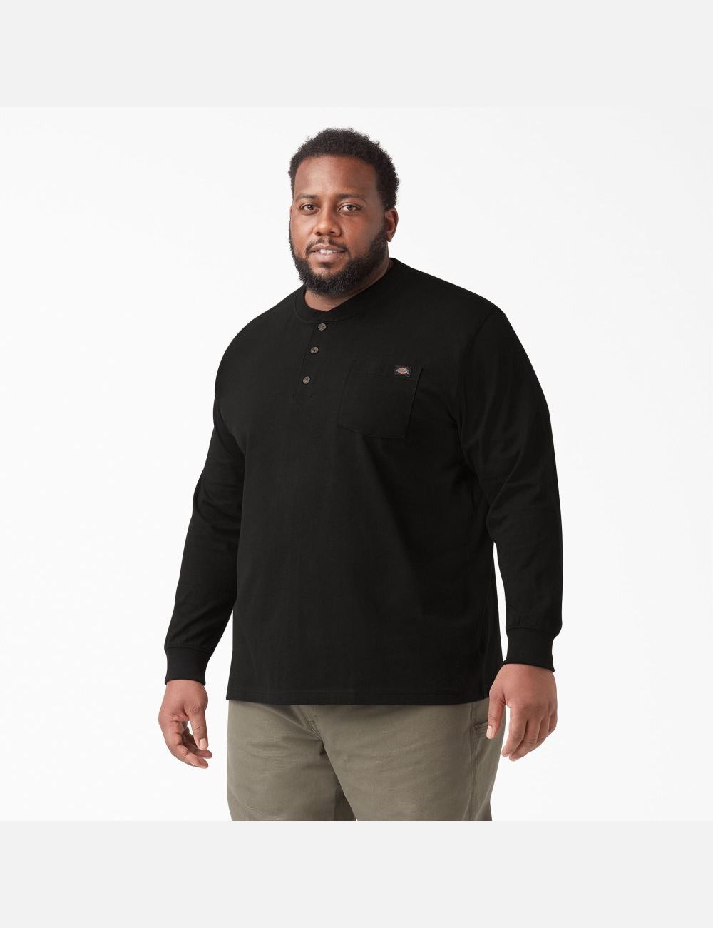 Hauts Dickies Long Sleeve Heavyweight Henley Noir | 541NEXDLH