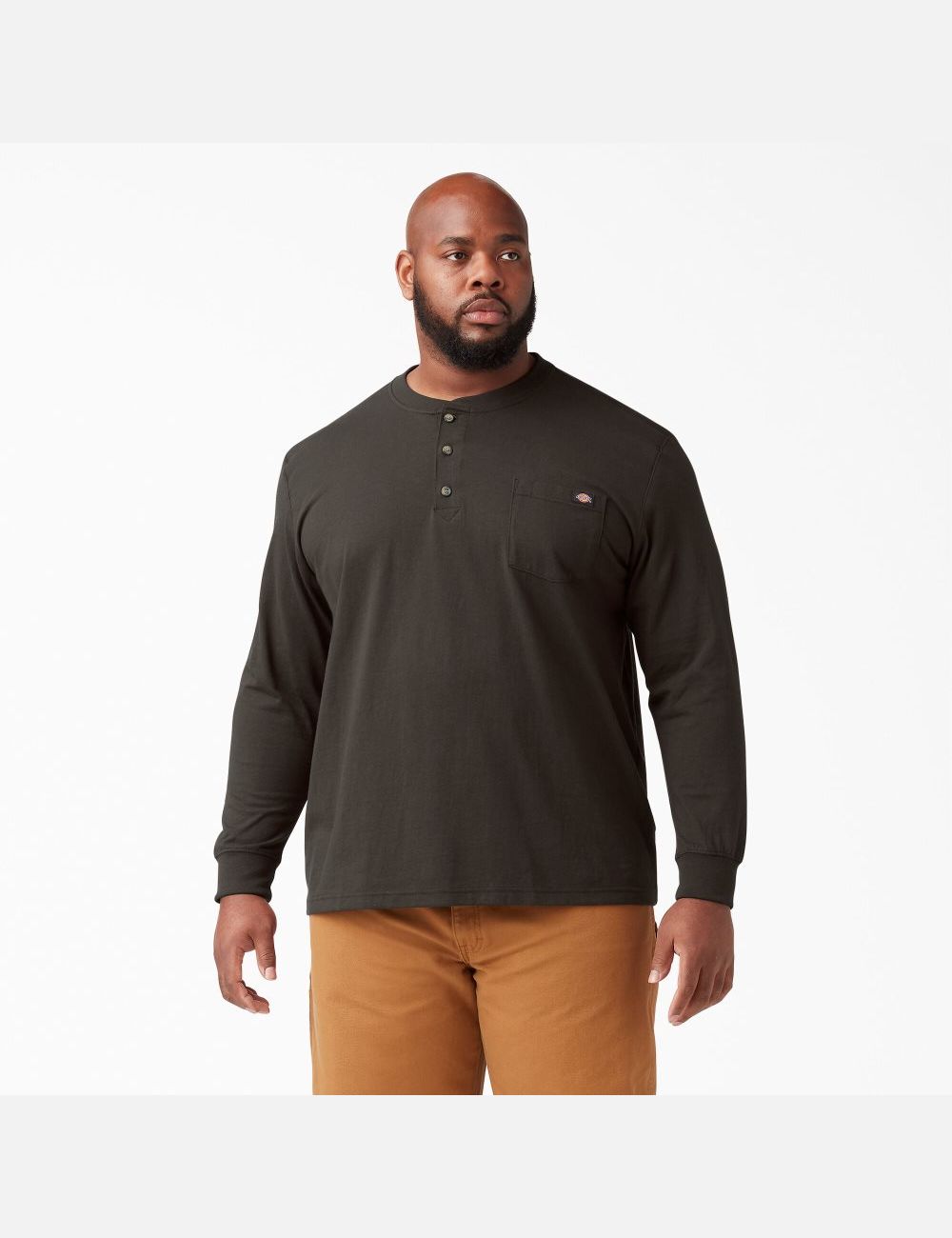 Hauts Dickies Long Sleeve Heavyweight Henley Chocolat Marron | 581PWNCTD